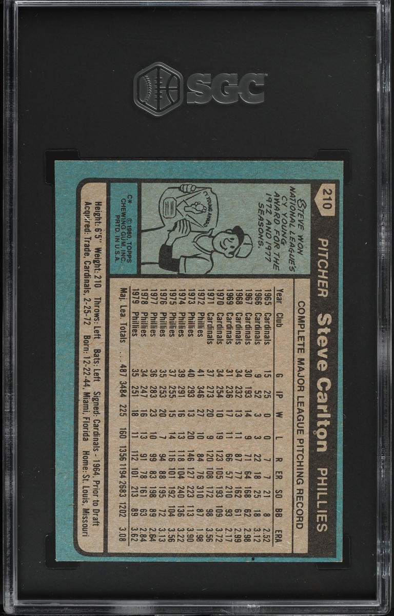 1980 Topps Steve Carlton ALL-STAR #210 SGC 8.5 NM-MT+