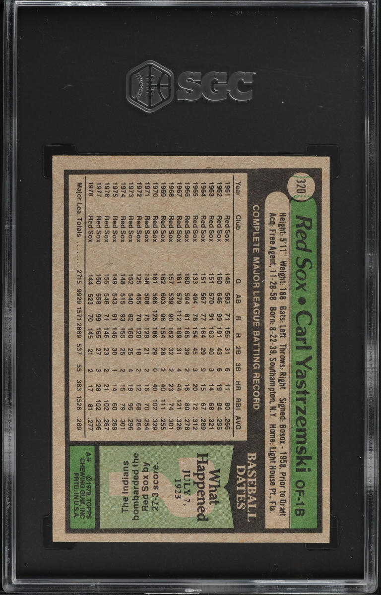 1979 Topps Carl Yastrzemski #320 SGC 7 NRMT