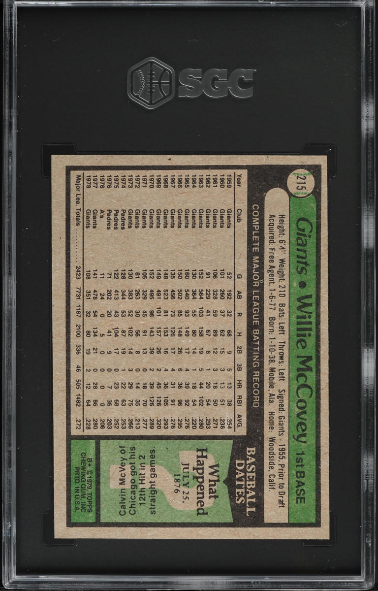 1979 Topps Willie McCovey #215 SGC 6 EXMT