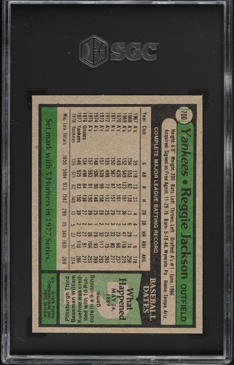 1979 Topps Reggie Jackson ALL-STAR #700 SGC 6.5 EXMT+