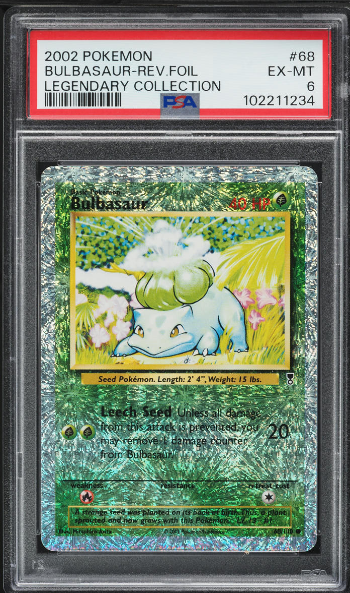 2002 Pokemon Legendary Collection Reverse Holo Bulbasaur #68 PSA 6 EXMT