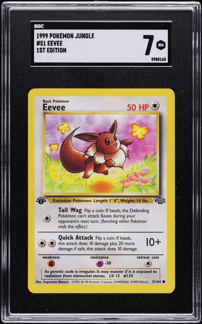 1999 Pokemon Jungle 1st Edition Eevee #51 SGC 7 NRMT