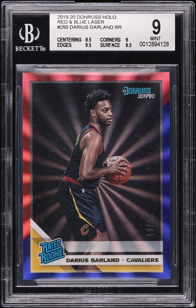 2019 Donruss Holo Red & Blue Laser Darius Garland ROOKIE /15 #250 BGS 9 MINT