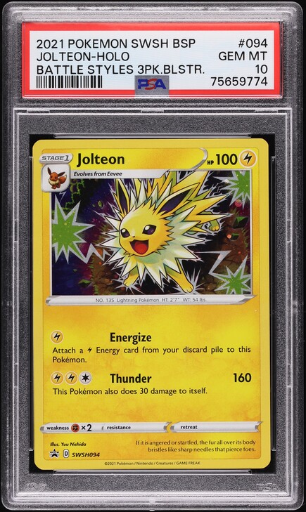 jolteon holographic pokemon card value Jolteon - SWSH094 Holo Rare Promo