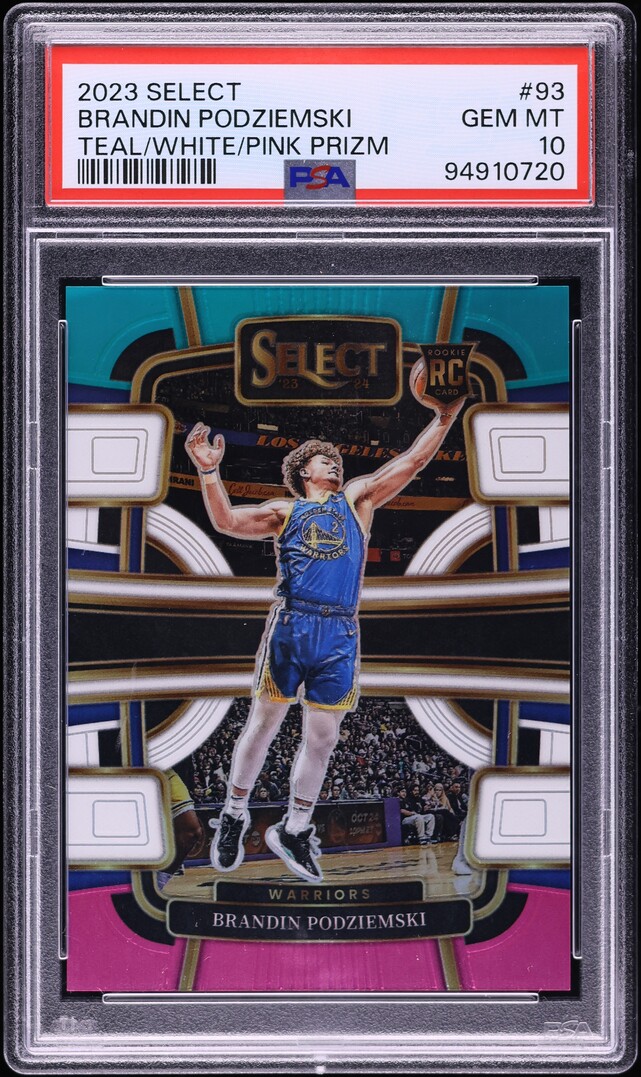 2023 Select Concourse Teal White Pink Prizm Brandin Podziemski ROOKIE /49 #93 PSA 10 GEM MINT