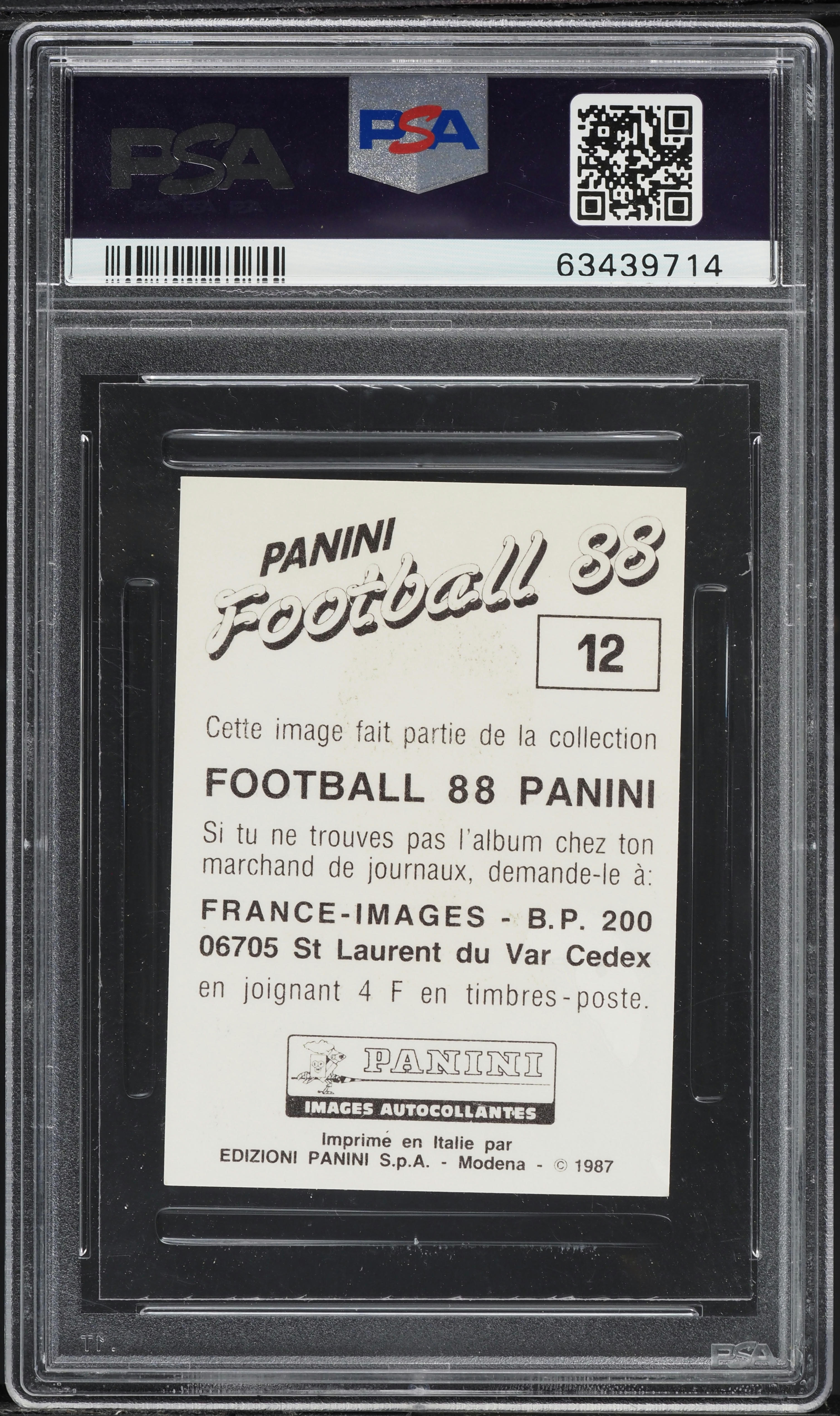 1987 Panini Football 88 Eric Cantona ROOKIE #12 PSA 5 EX on 