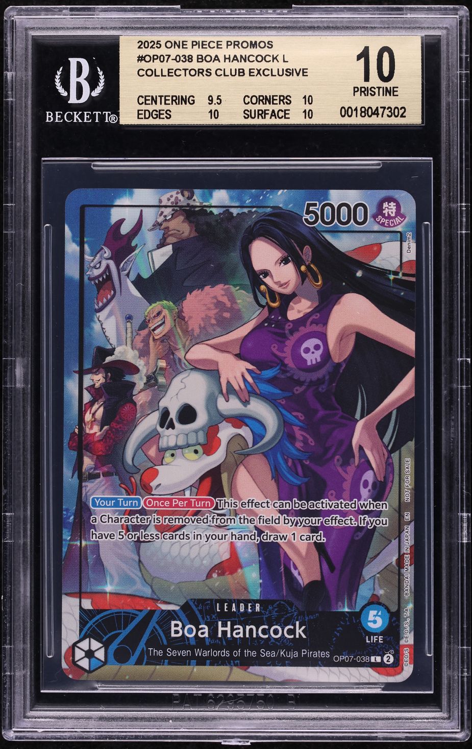 T*p様 2025 ONE PIECE EN BOA HANCOCK #038 2025 One Piece Promo Collectors Club Boa Hancock #OP07-038 BGS 10