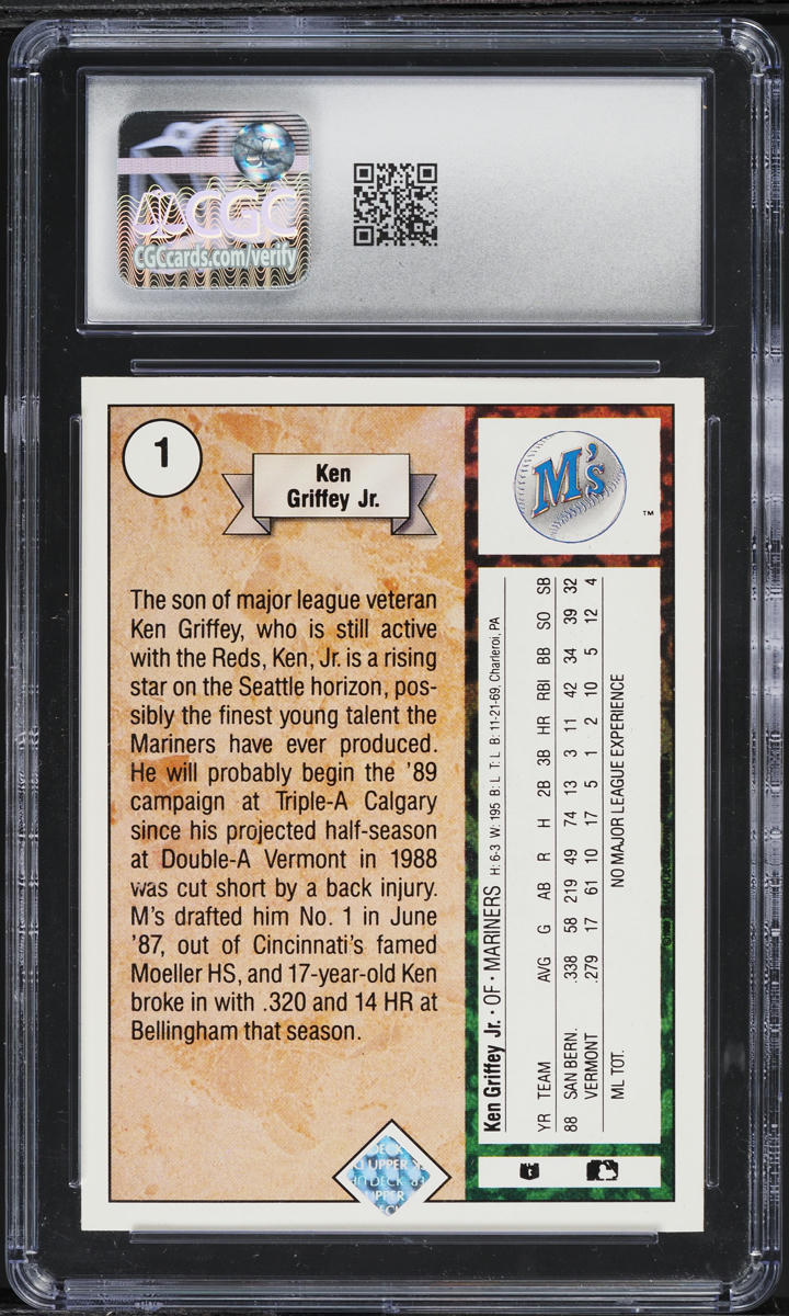 1989 Upper Deck Ken Griffey Jr. ROOKIE #1 CGC 9.5 MINT+