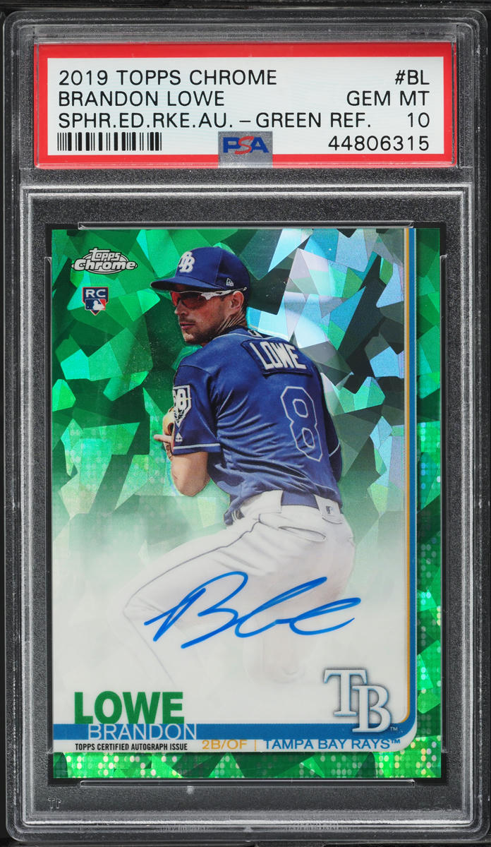 2019 Topps Chrome Sapphire Green Refractor Brandon Lowe ROOKIE AUTO /50 PSA 10