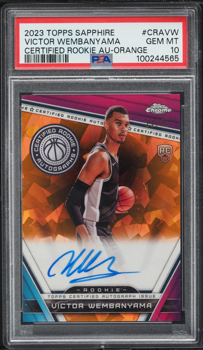2023 Topps Chrome Sapphire Certified Orange Victor Wembanyama RC AUTO /25 PSA 10