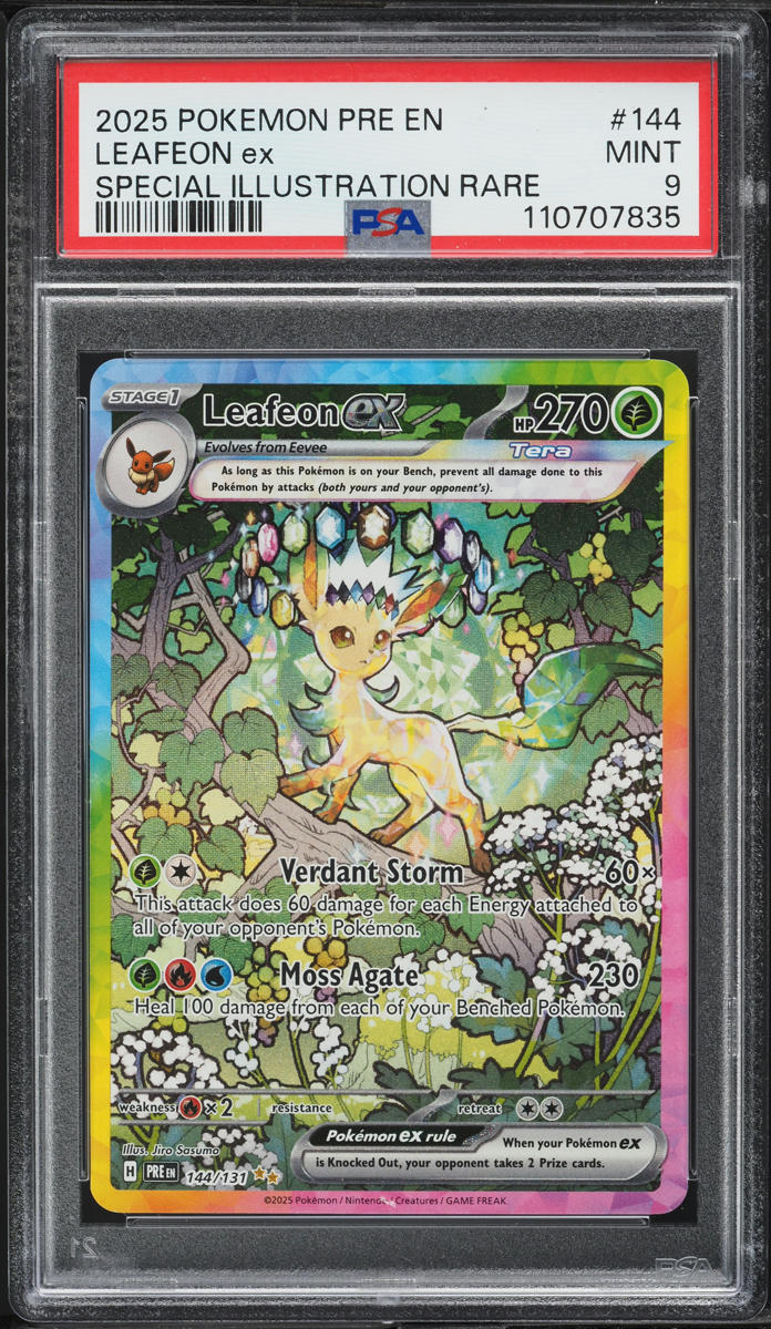 2025 Pokemon SV Prismatic Evolutions SIR Leafeon ex #144 PSA 9 MINT