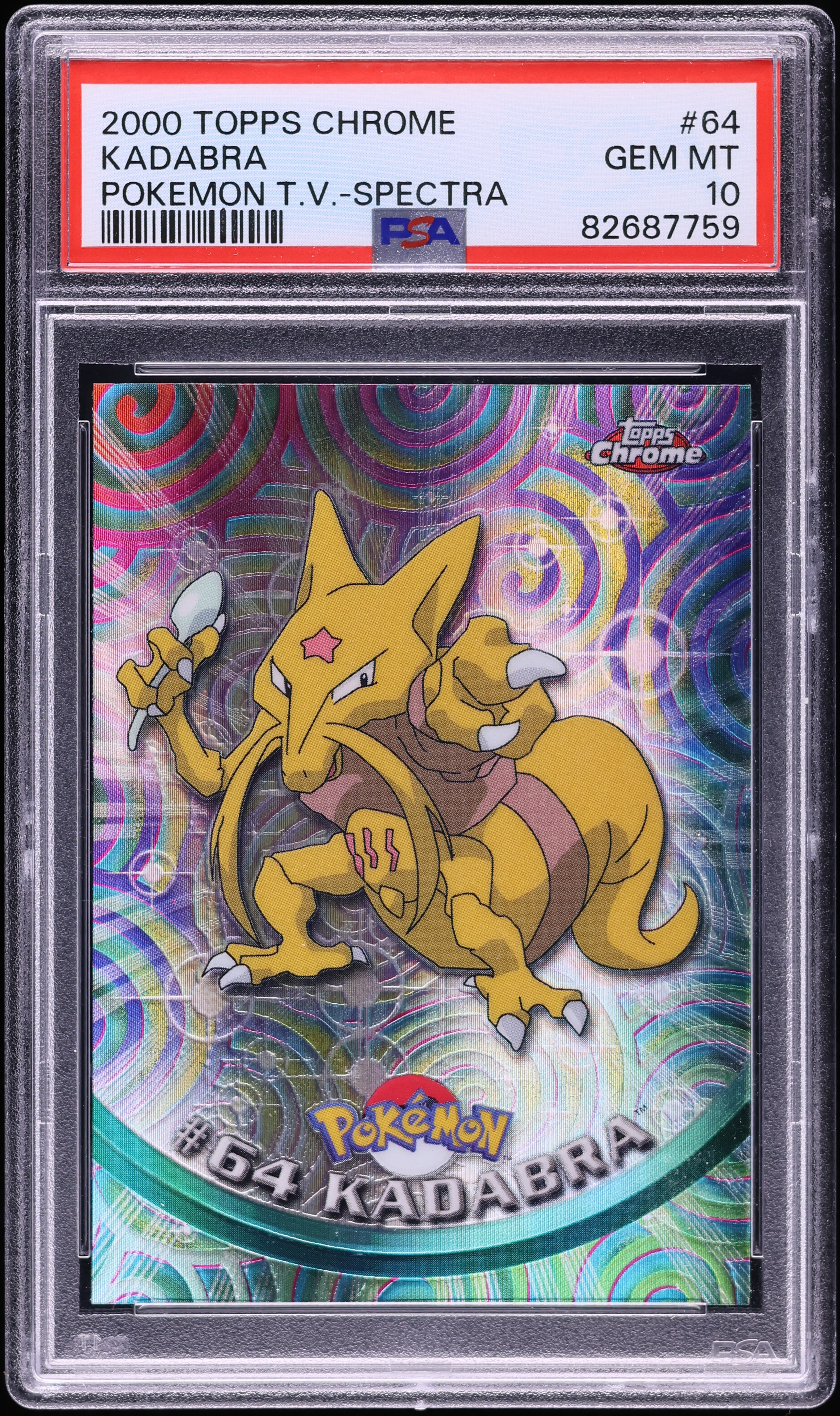 2000 Topps Chrome Pokemon Series 1 Spectra Kadabra #64 PSA 10 GEM