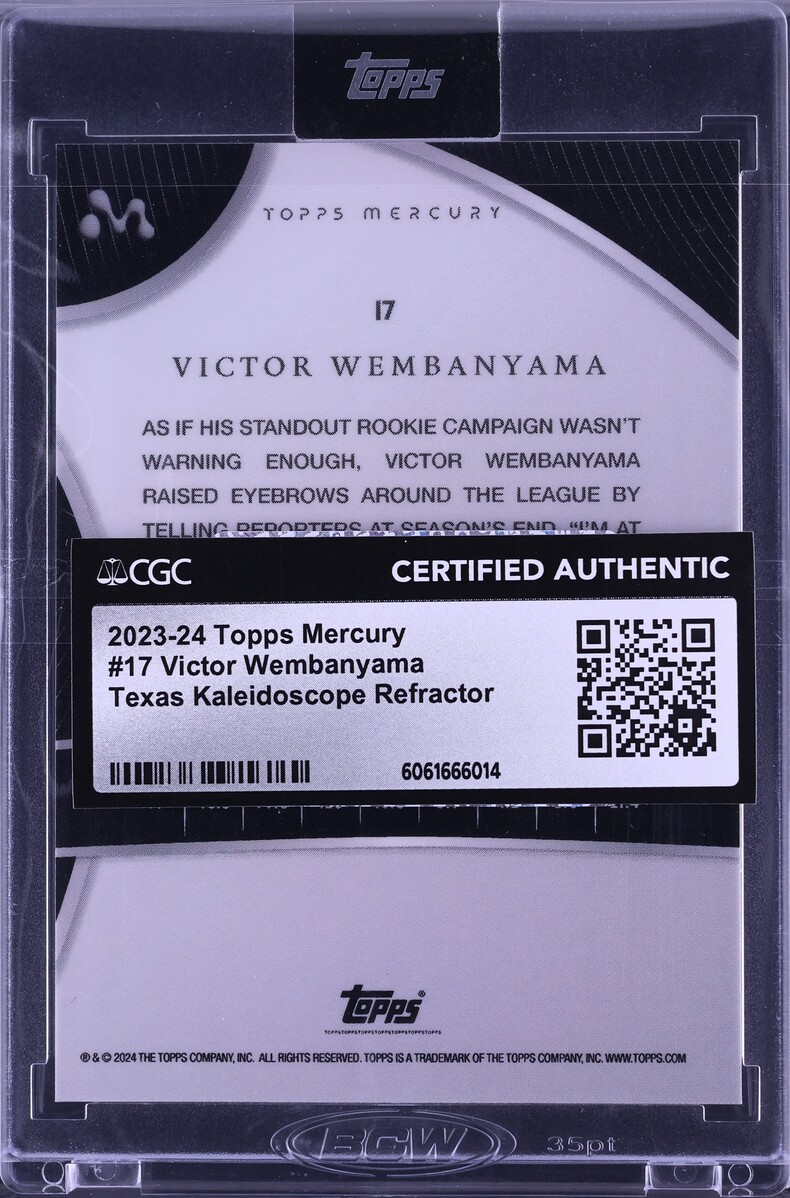2023 Topps Mercury Texas Kaleidoscope Ref. Victor Wembanyama ROOKIE /75 CGC AUTH