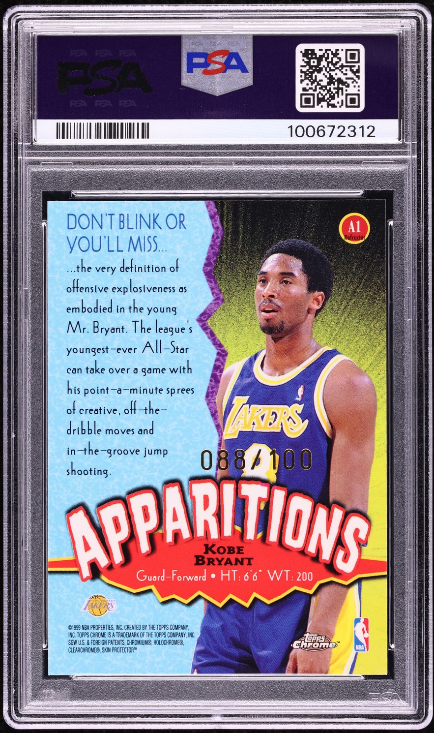 1998 Topps Chrome Apparitions Refractor Kobe Bryant /100 #A1 PSA 10 GEM MINT