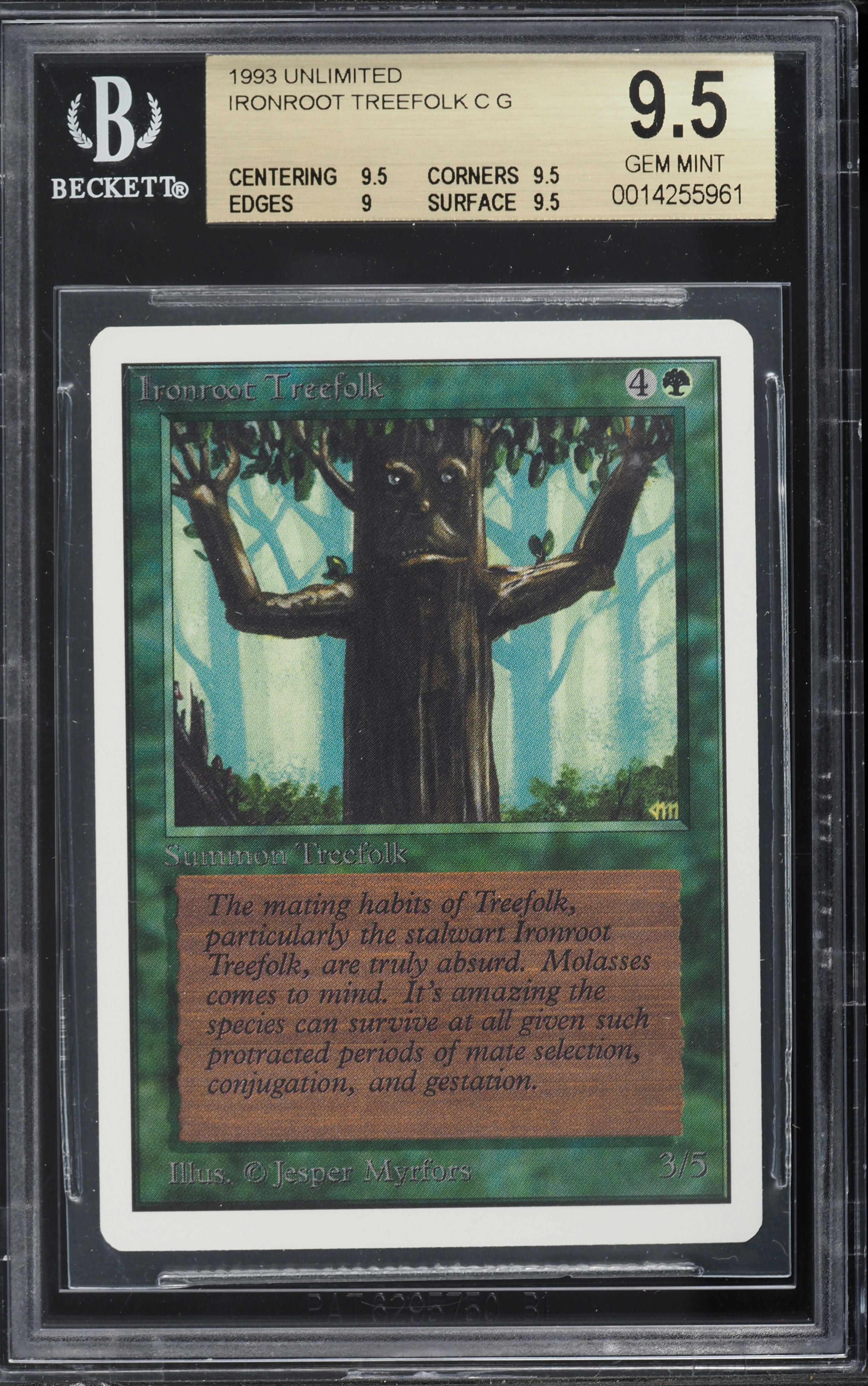 1993 Magic The Gathering MTG Unlimited Ironroot Treefolk BGS 9.5