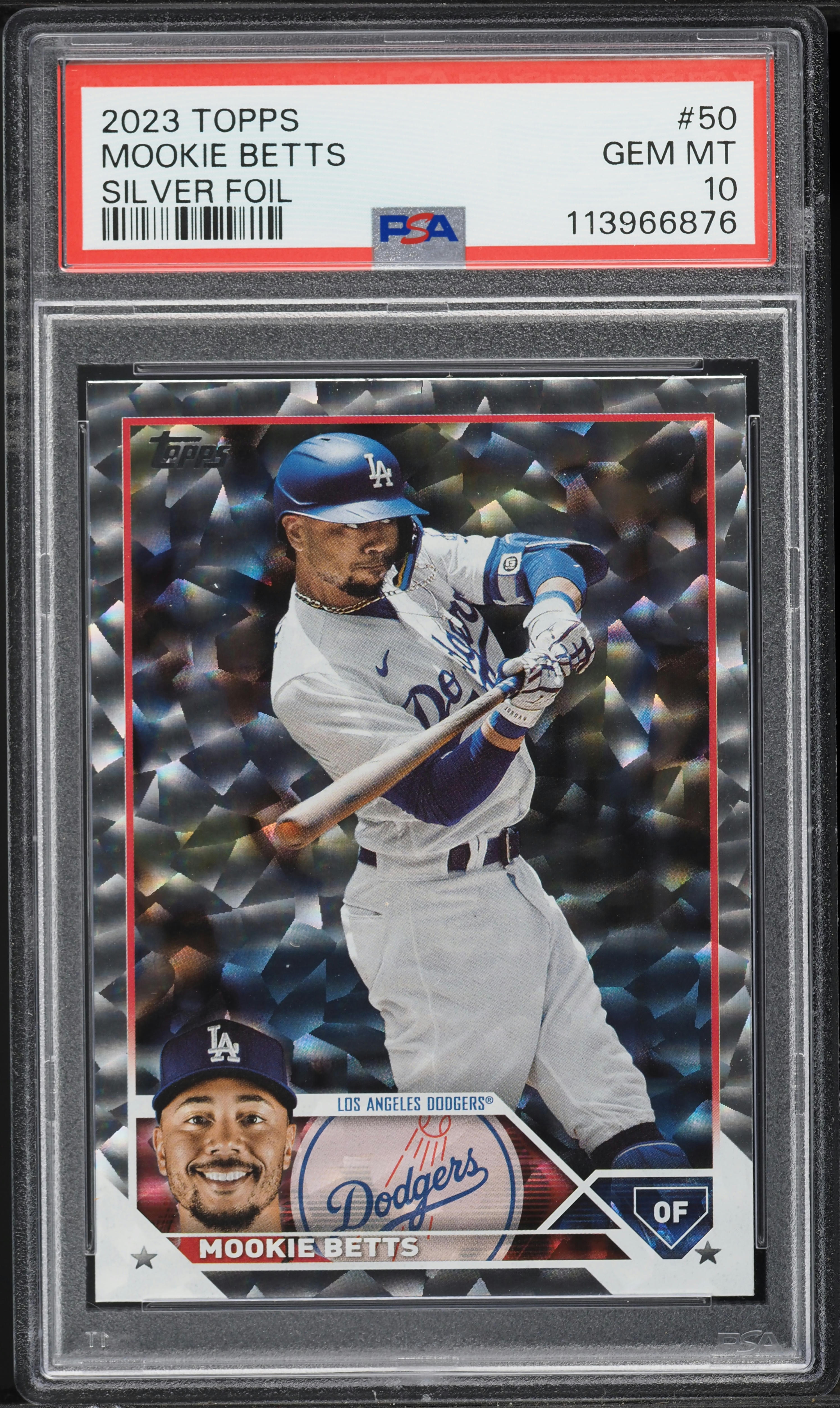 2023 Topps Silver Foil Mookie Betts #50 PSA 10 GEM MINT on 