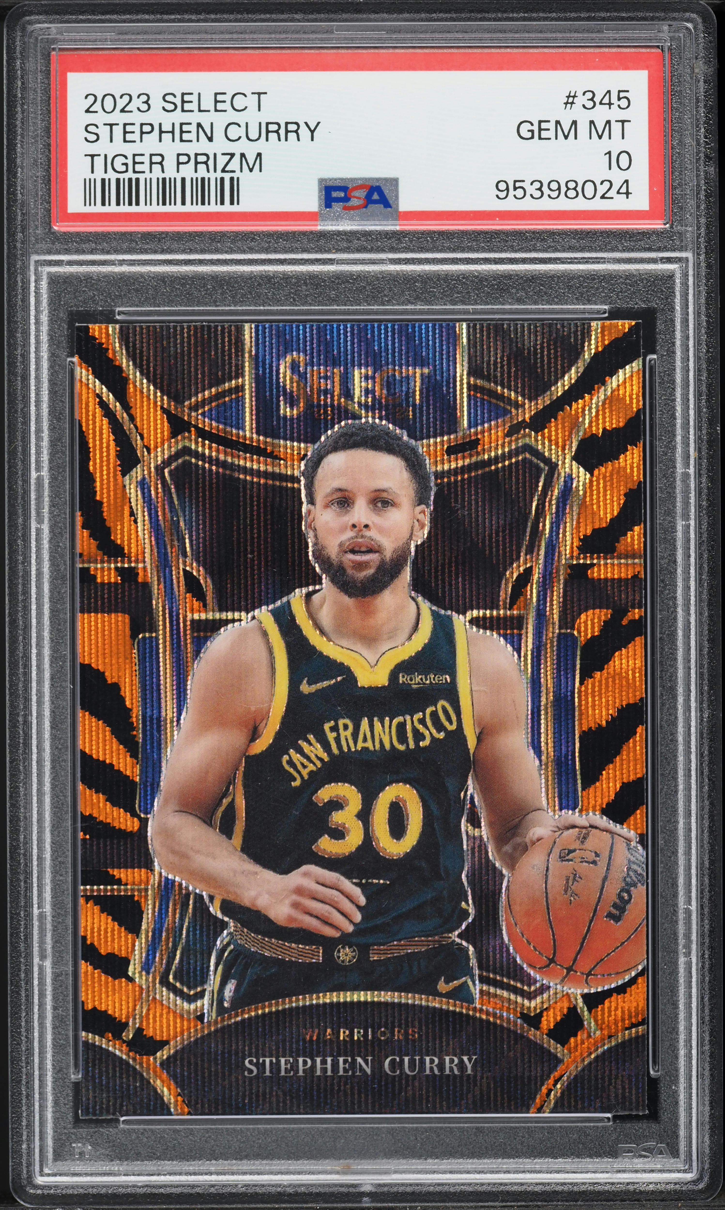 2023 Select Mezzanine Tiger Prizm Stephen Curry #345 PSA 10 GEM