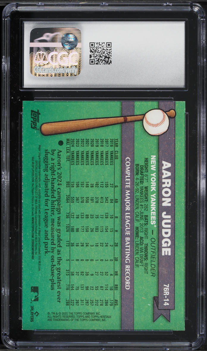 2025 Topps Heritage '76 Redefined Aaron Judge #76R-14 CGC 9 MINT