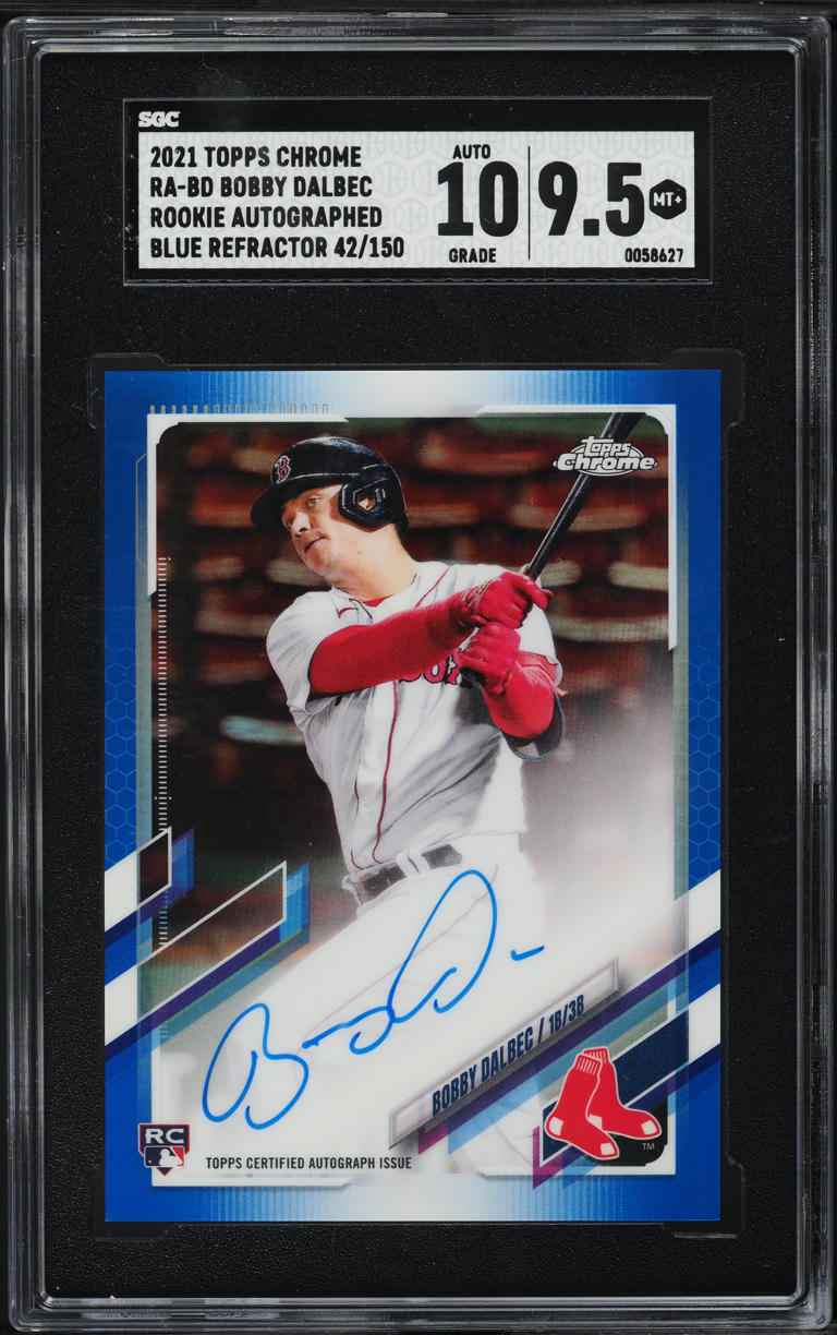 2021 Topps Chrome Blue Refractor Bobby Dalbec ROOKIE AUTO /150 #RA-BD SGC 9.5