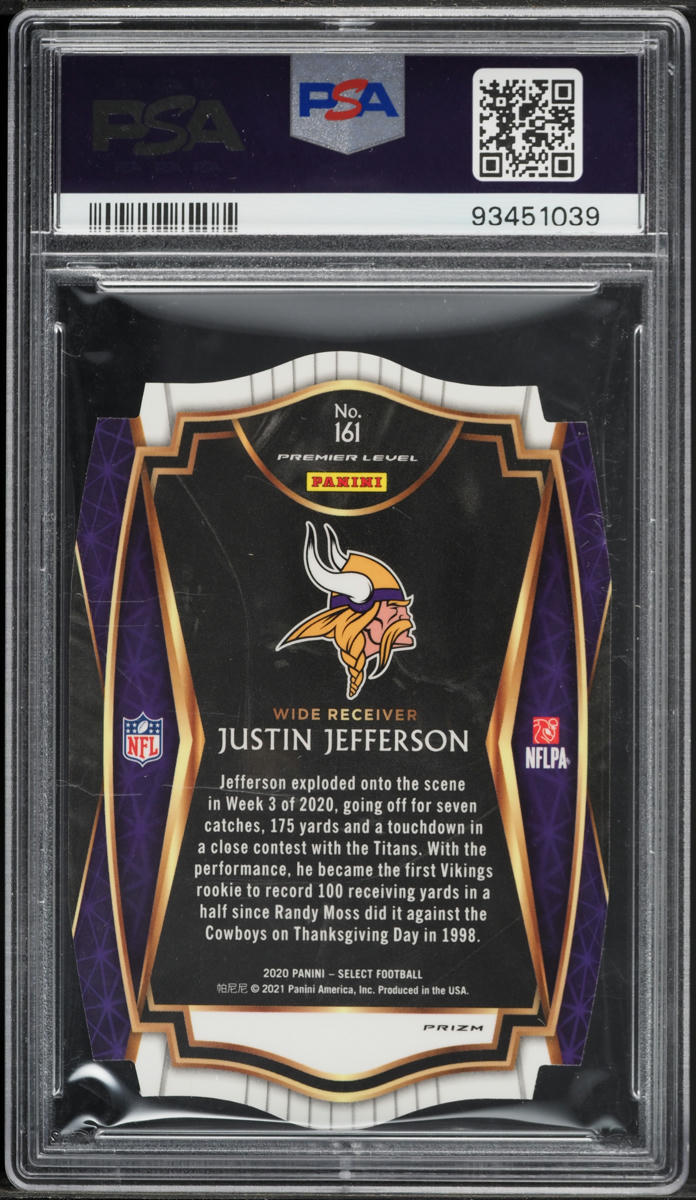 2020 Select Premier Level Purple Prizm Justin Jefferson ROOKIE #161 PSA 10 GEM