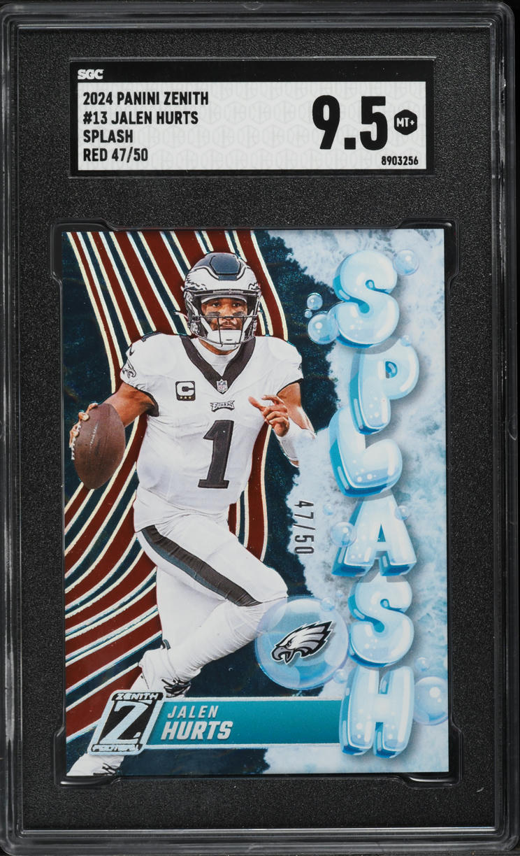 2024 Panini Zenith Splash Red Jalen Hurts /50 #13 SGC 9.5 MINT+