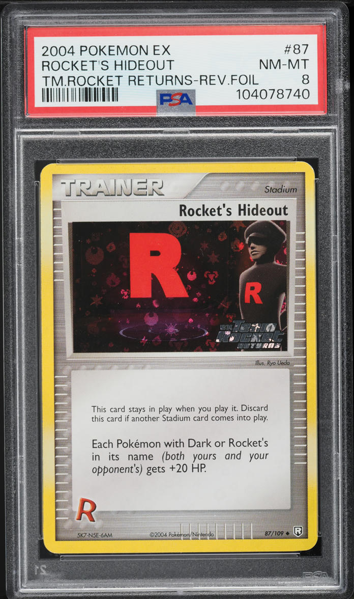 2004 Pokemon EX Team Rocket Returns Reverse Holo Rocket's Hideout #87 PSA 8