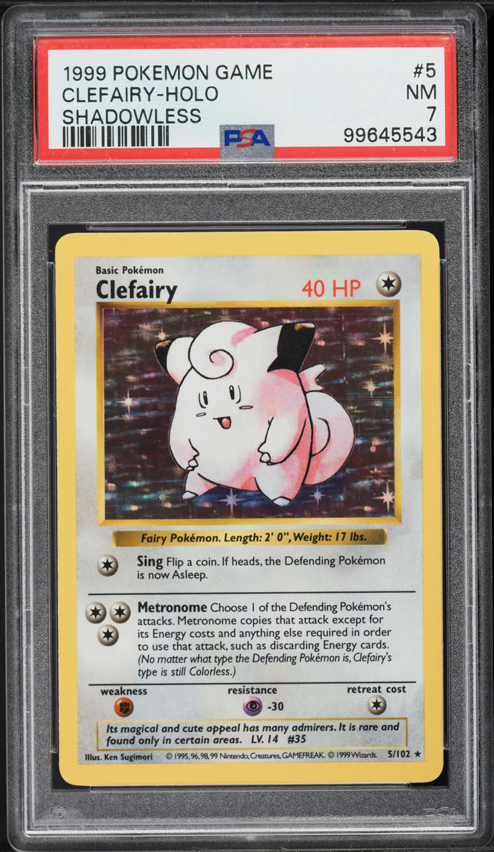 1999 Pokemon Base Set Shadowless Holo Clefairy #5 PSA 7 NRMT