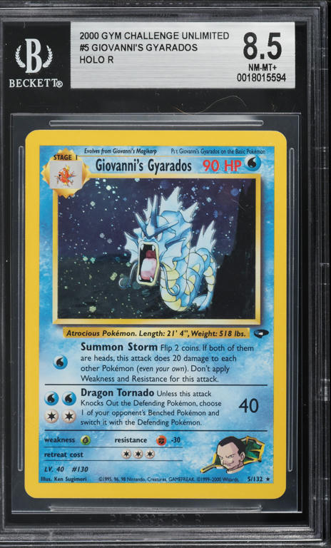 2000 Pokemon Gym Challenge Holo Giovanni's Gyarados #5 BGS 8.5 NM-MT+