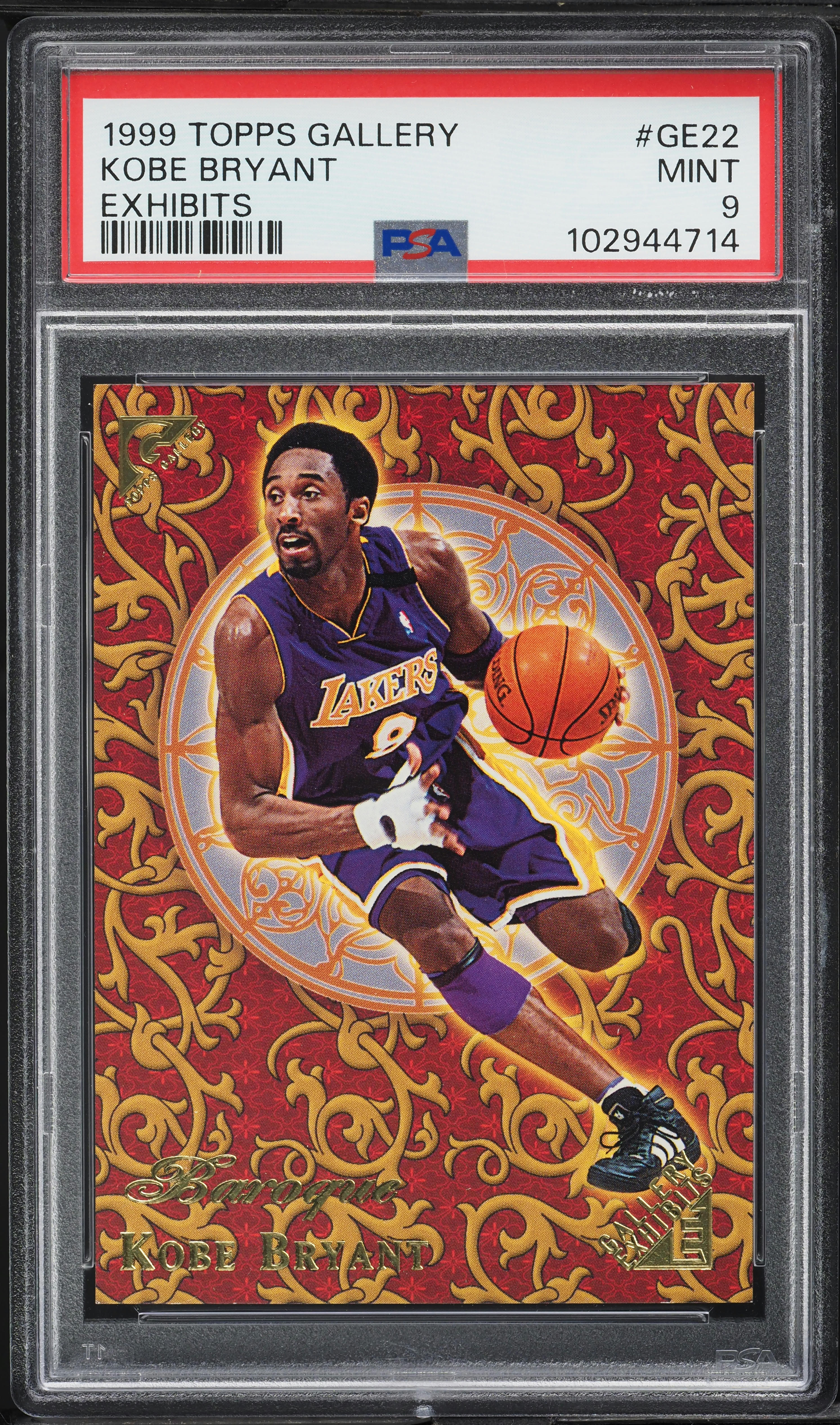 1999 Topps Gallery Exhibits Kobe Bryant #GE22 PSA 9 MINT on 