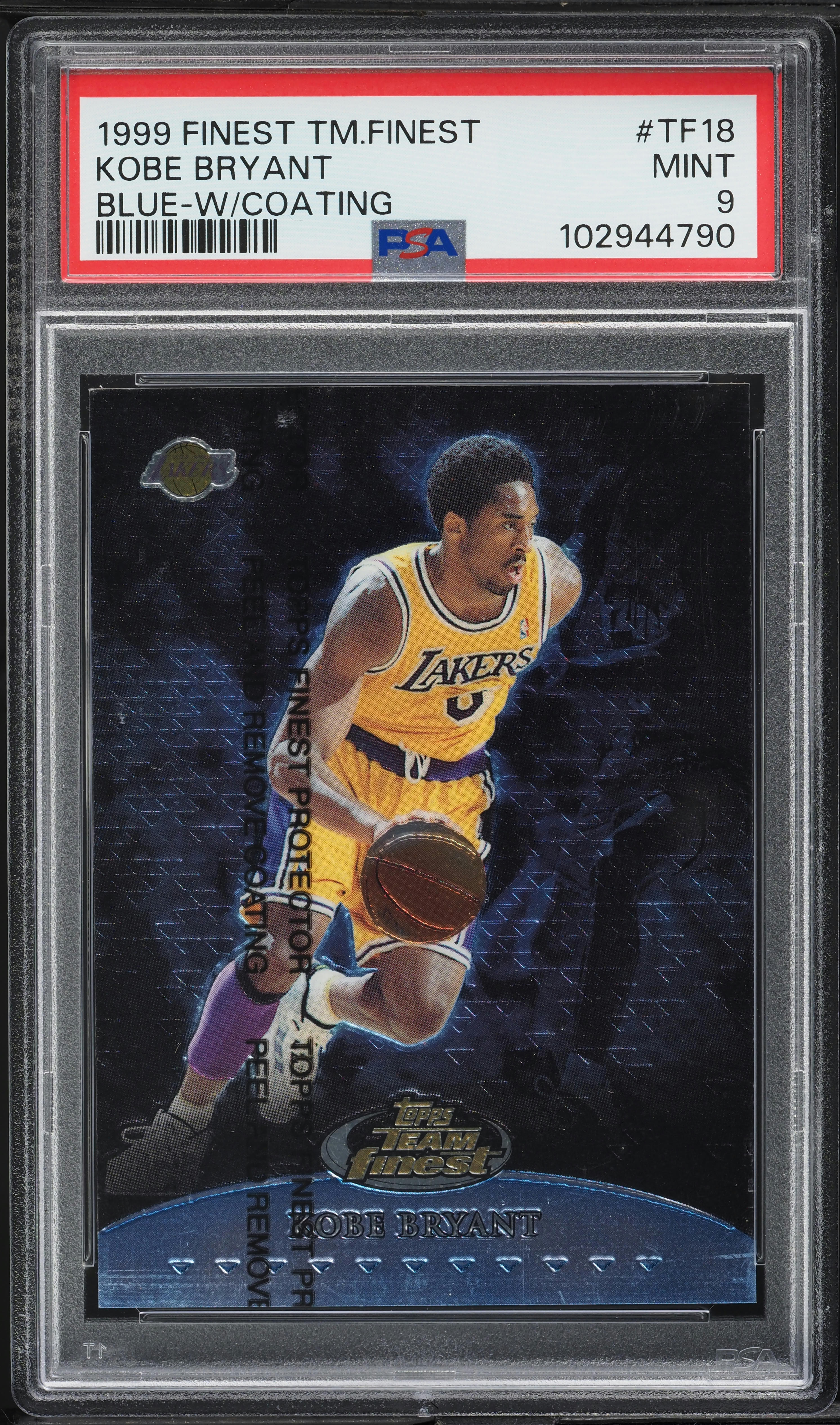 1999 Finest Team Blue w/ Coating Kobe Bryant /1500 #TF18 PSA 9 