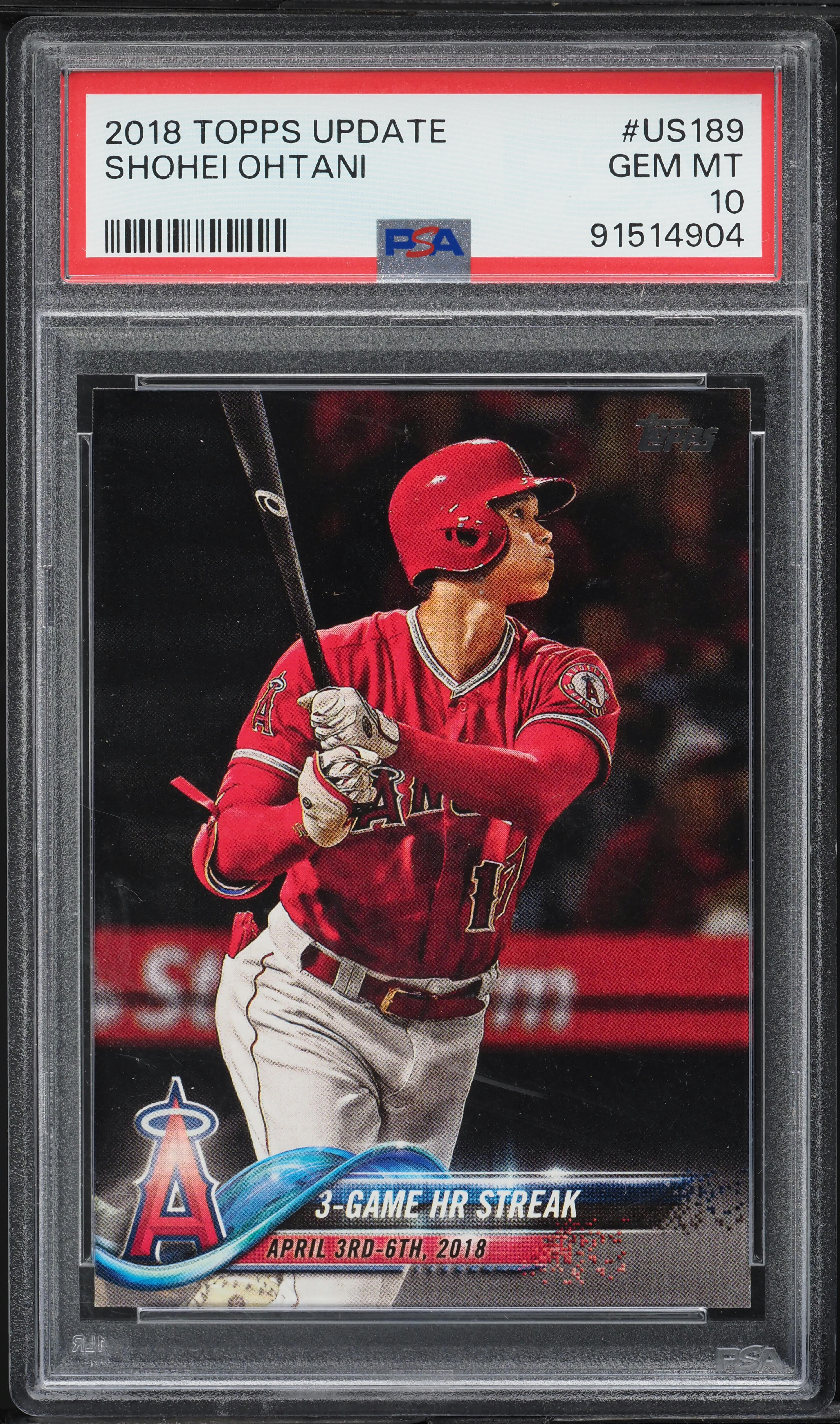 2018 Topps Update Shohei Ohtani ROOKIE #US189 PSA 10 GEM MINT on 