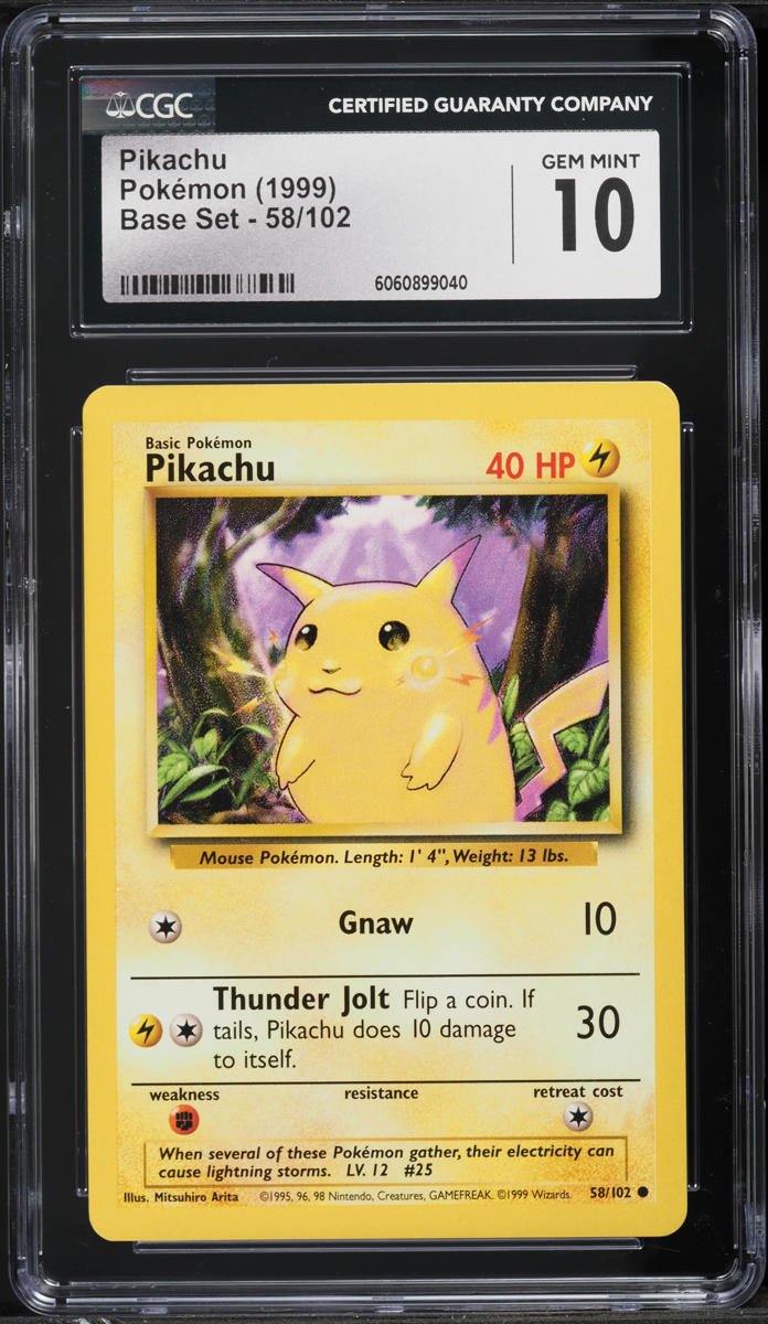 1999 Pokemon Base Set Pikachu #58 CGC 10 GEM MINT on Fanatics Collect