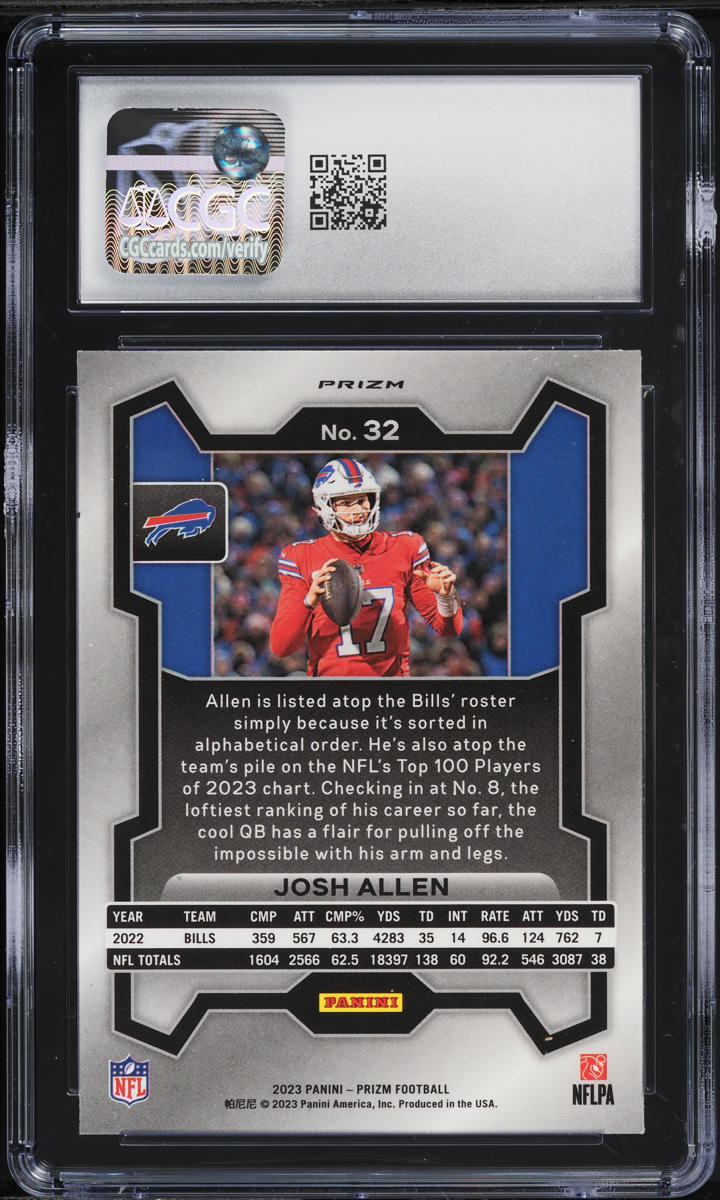 2023 Panini Prizm Red White Blue Josh Allen #32 CGC 10 GEM MINT