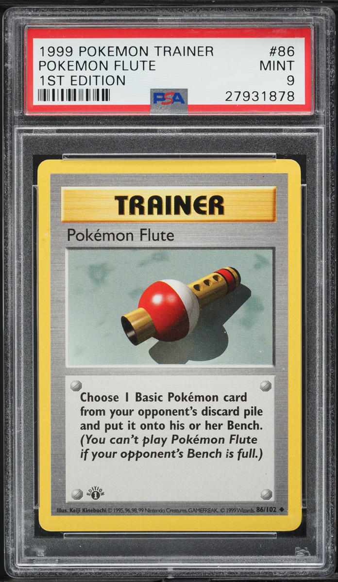 1999 Pokemon Base Set Shadowless 1st Edition Pokemon Flute #86 PSA 9 MINT