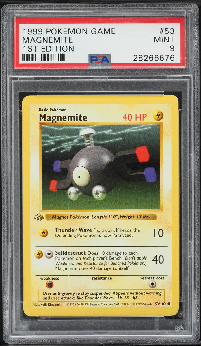 1999 Pokemon Base Set Shadowless 1st Edition Magnemite #53 PSA 9 MINT