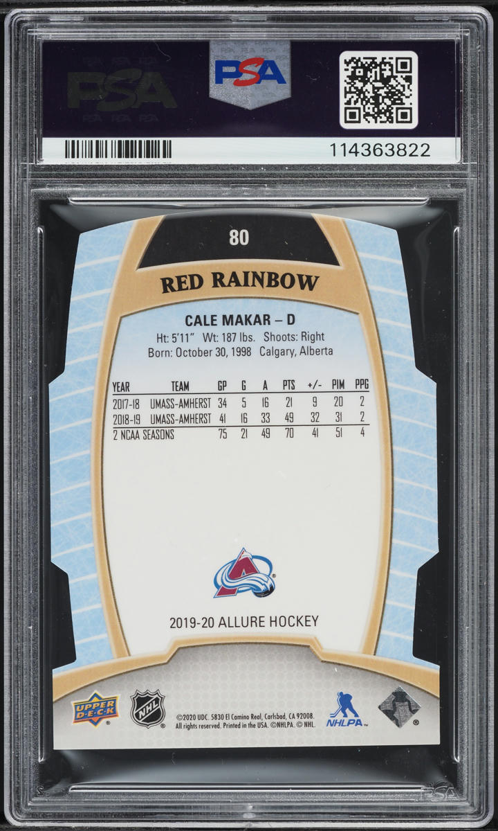 2019 Upper Deck Allure Red Rainbow Cale Makar ROOKIE #80 PSA 9 MINT