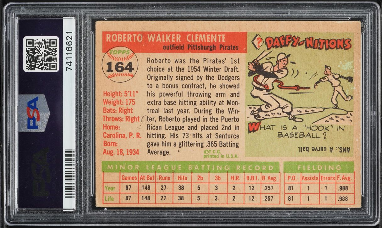 1955 Topps Roberto Clemente ROOKIE #164 PSA 2.5 GD+