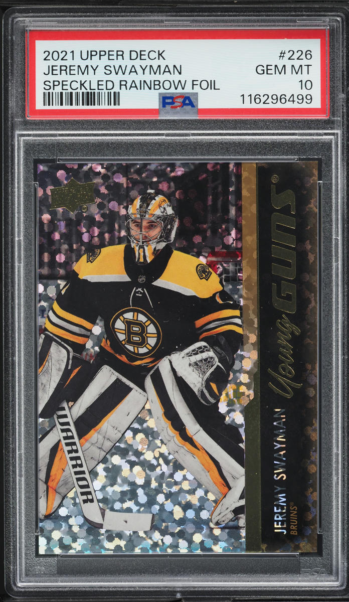 2021 Upper Deck Speckled Rainbow Foil Jeremy Swayman ROOKIE #226 PSA 10 GEM MINT