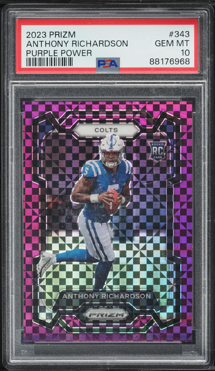 2023 Panini Prizm Purple Power Anthony Richardson ROOKIE /49 #343 PSA 10 GEM