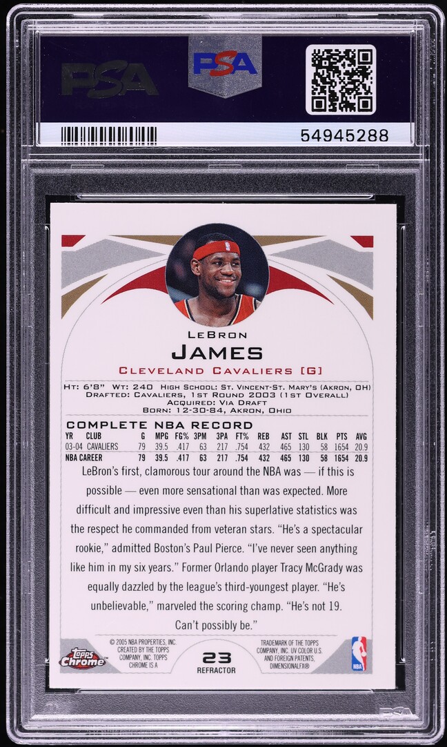2004 Topps Chrome Refractor LeBron James #23 PSA 9 MINT