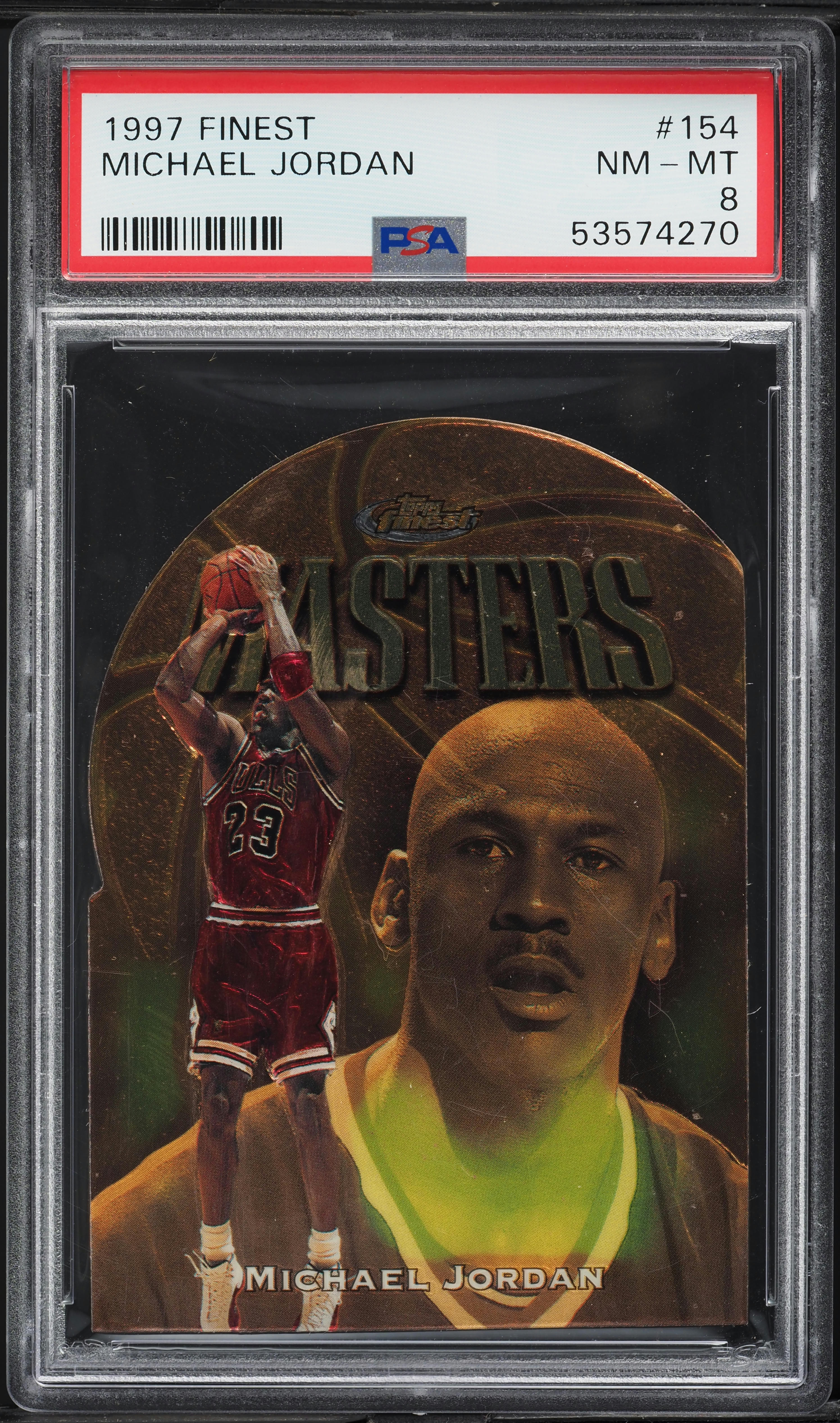 1997 Finest Embossed Die-Cut Michael Jordan #154 PSA 8 NM-MT on 