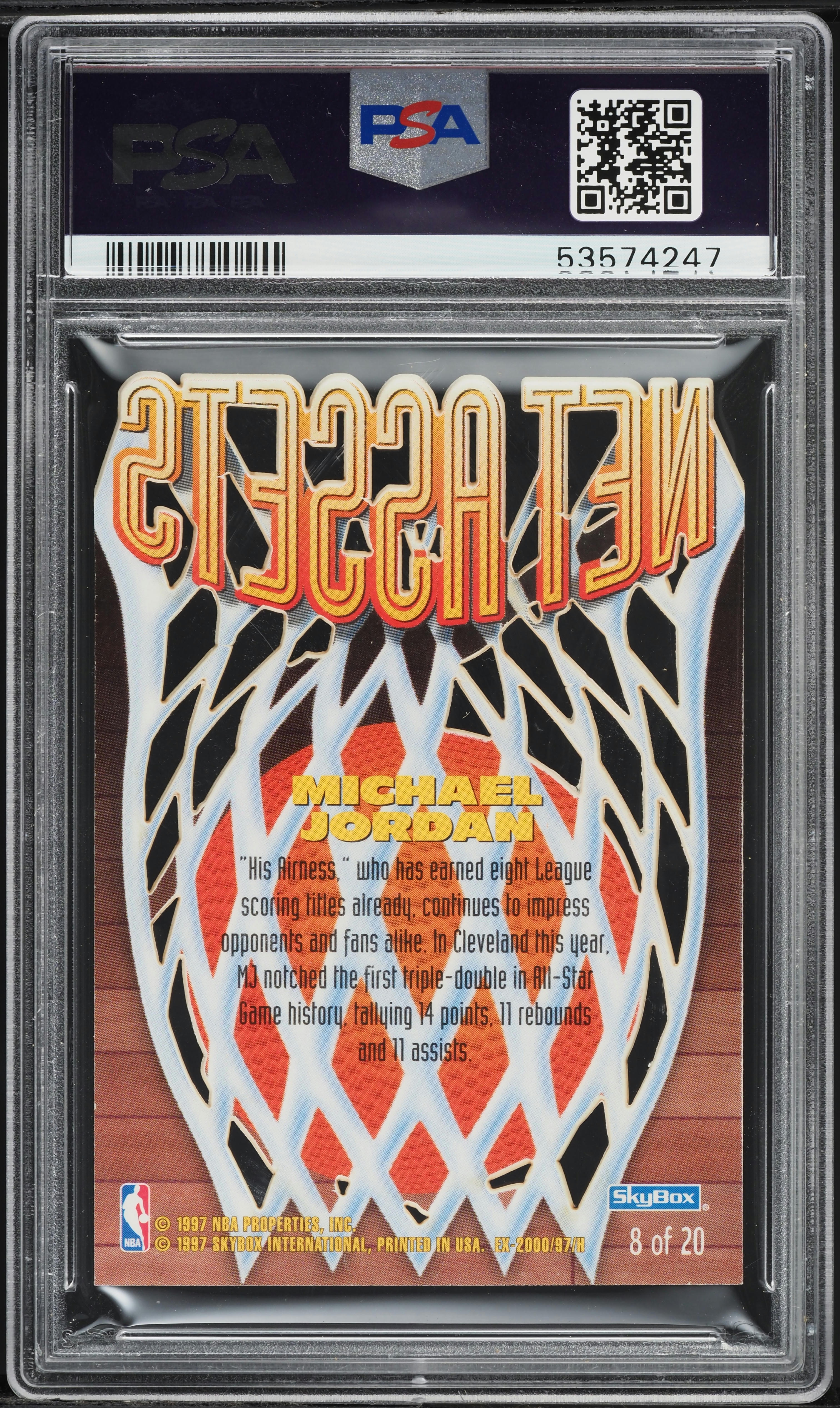 1996 Skybox E-X2000 Net Assets Die-Cut Michael Jordan #8 PSA 8 NM