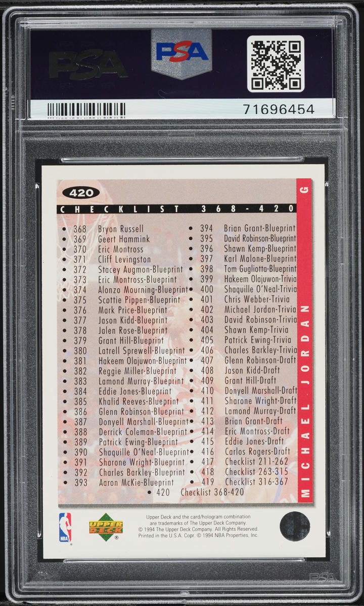 1994 Collector's Choice Checklist Gold Signature Michael Jordan #420 PSA 10 GEM