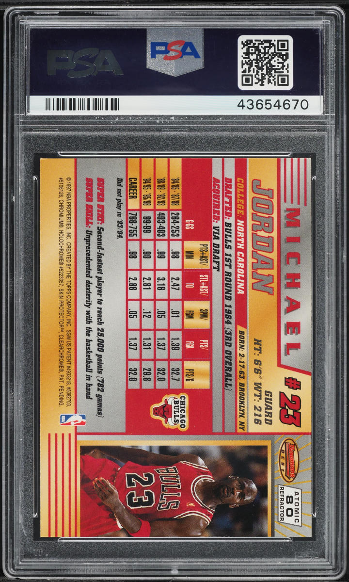 1996 Bowman's Best Atomic Refractor Michael Jordan #80 PSA 7 NRMT