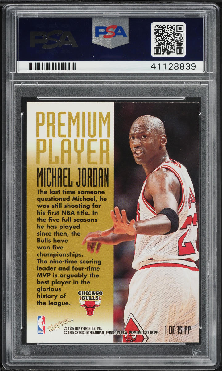 1997 Skybox Premium Player Michael Jordan #1 PSA 8 NM-MT on 