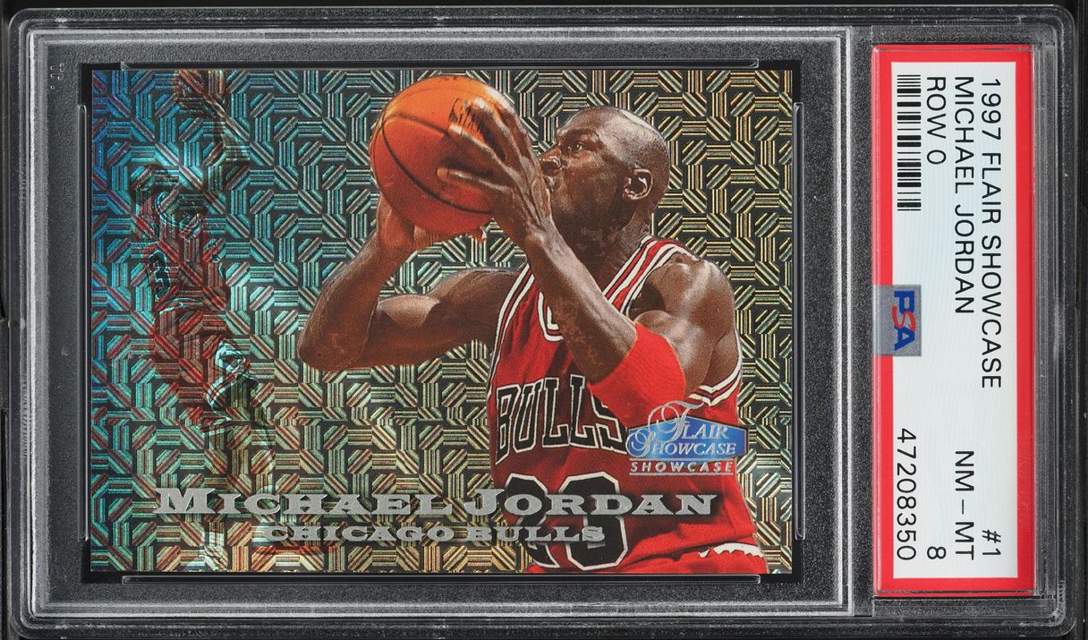 1997 Flair Showcase Row 0 Michael Jordan /250 #1 PSA 8 NM-MT on 