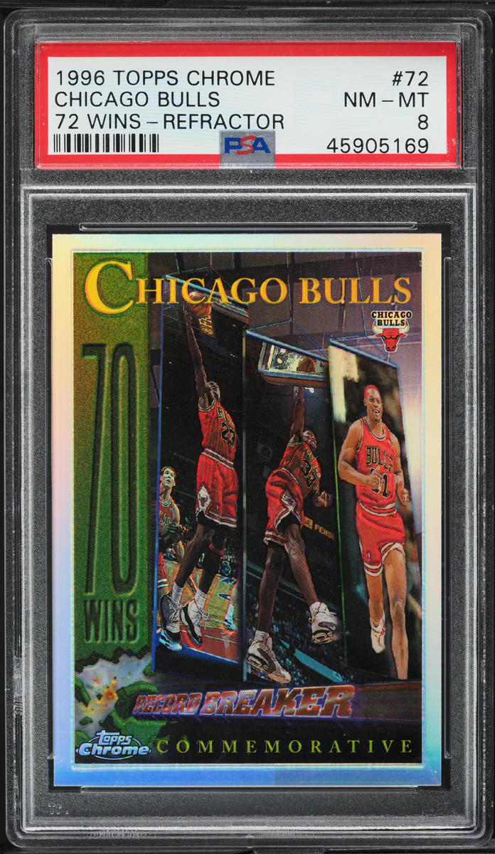 1996 Topps Chrome Refractor 72 Wins Michael Jordan  #72 PSA 8 NM-MT