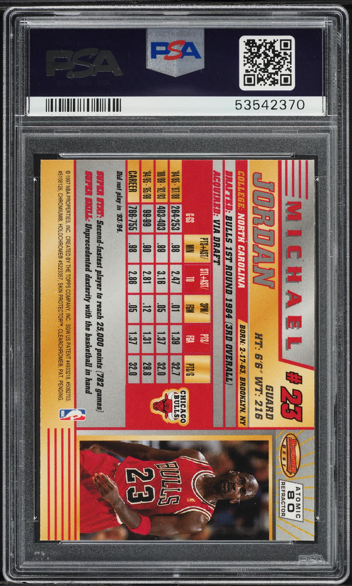 1996 Bowman's Best Atomic Refractor Michael Jordan #80 PSA 8 NM-MT
