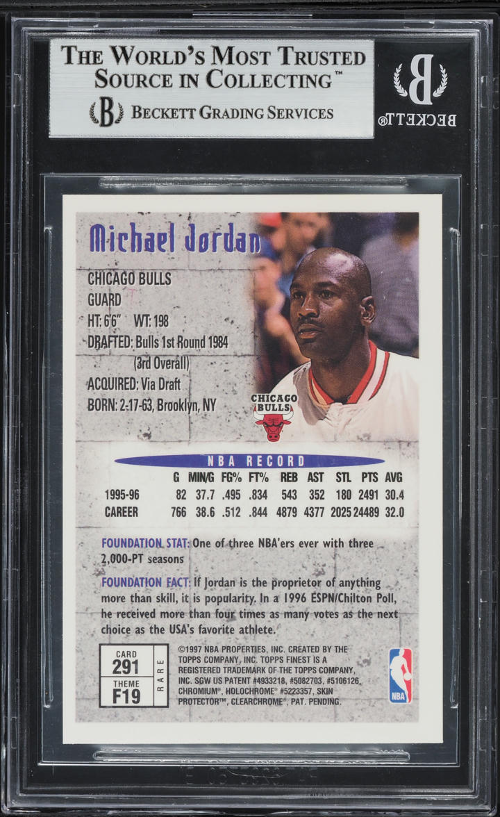 1996 Finest Gold w/ Coating Michael Jordan #291 BGS 8.5 NM-MT+