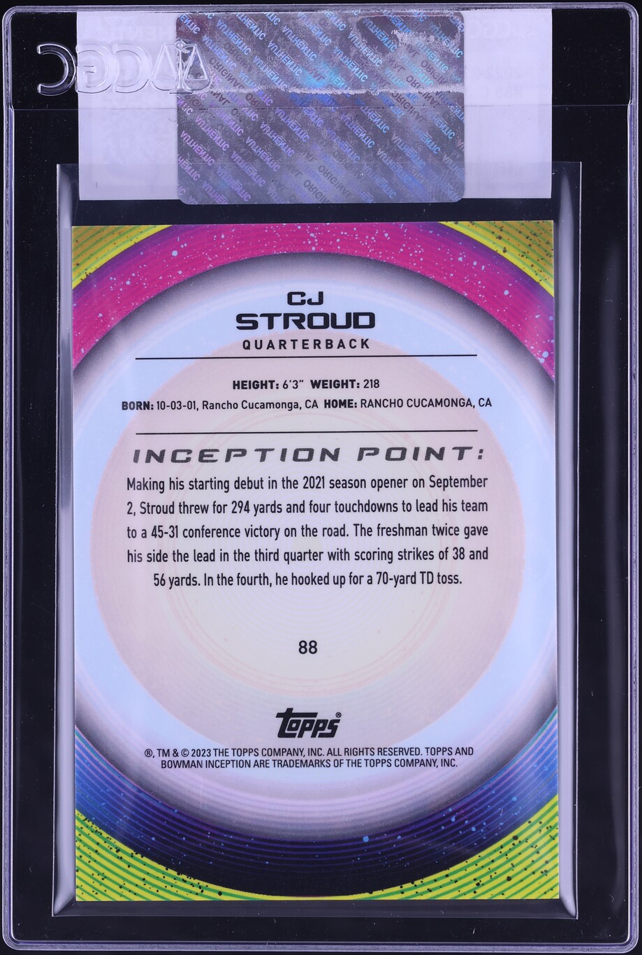 2022 Bowman University Inception C.J. Stroud ROOKIE #88 CGC AUTH